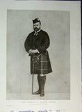 Original Old Antique Print 1910 King Edward Vii Highland Costume Kilt Holmes