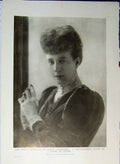 Original Old Antique Print 1910 Portrait Queen Alexandria Baron De Meyer 20th