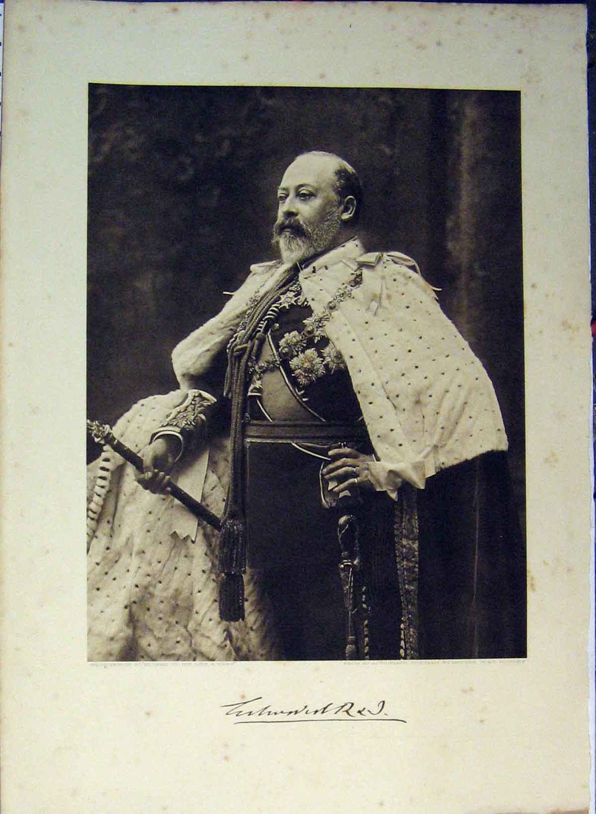 Original Old Antique Print 1910 Portrait Kind Edward Robes Downey Sepia 20th