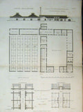Old Antique Print C1890 Farm Buildings Plan Working Court Feeding Boxes 19th
