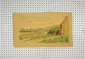 Original Old Vintage Print 1951 Painting Colour Country Scene House Trees River