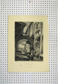 Original Old Antique Print C1880 View Ghetto Rhome Street Scene Engraving Hunt