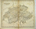 Original Old Antique Print Map Switzerland C1880 Strates German Austrian France