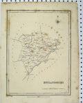 Original Old Antique Print Map Rutlandshire C1880 England Walker Britain 19th
