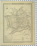 Original Old Antique Print C1880 Monmouthshire England Map Dugdales Victorian