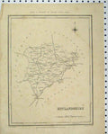 Original Old Antique Print C1880 Map Rutlandshire England Walker Lewis 19th
