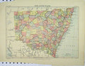 Original Old Antique Print C1902 Colour Map New South Wales Australia 20th