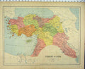 Original Old Antique Print Colour Mapt C1880 Turkey Asia Mediterranean 19th