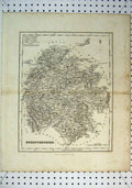 Original Old Antique Print Map Herefordshire England Gray Son