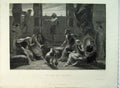 Original Old Antique Print Orginal C1865 Job Friends Ancient Greece Bourne 19th