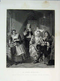 Old Antique Print Orginal C1865 Malade Imaginaire Tea-Time Harding Bourne 19th