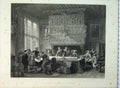 Original Old Antique Print C1865 Council War Courtray Men Table Godfrey 19th