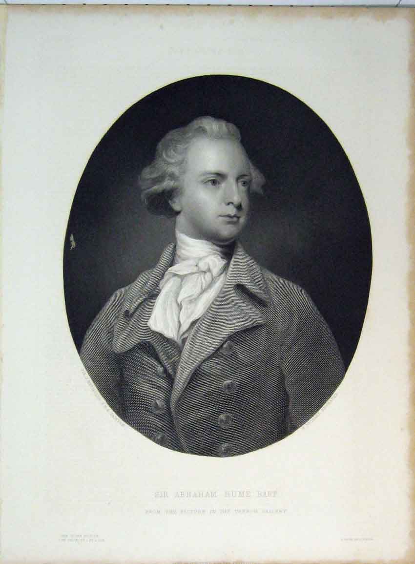 Original Old Antique Print C1865 Portrait Sir Abraham Hume Bart Vernon Gallery
