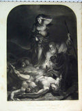 Original Old Antique Print C1865 Finding Body HarDead Man Vernon Gallery 19th