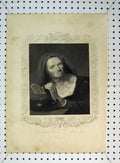 Original Old Antique Print C1865 Market Woman Portrait Headscarf Bowl 19th