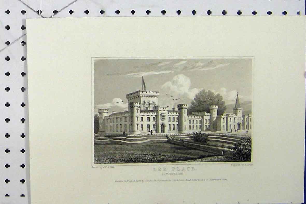Original Old Antique Print C1869 View Lee Place Lanarkshire Scotland Cruse 19th