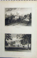 Original Old Antique Print C1832 View Debies Norbury Park Surrey England Barber