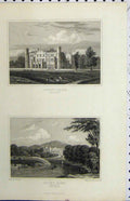 Original Old Antique Print 1829 View Apley Park Shropshire Radclyffe 19th