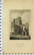 Original Old Antique Print Kelso Abbey View Scotland 1805 Ruins Buildings 19th