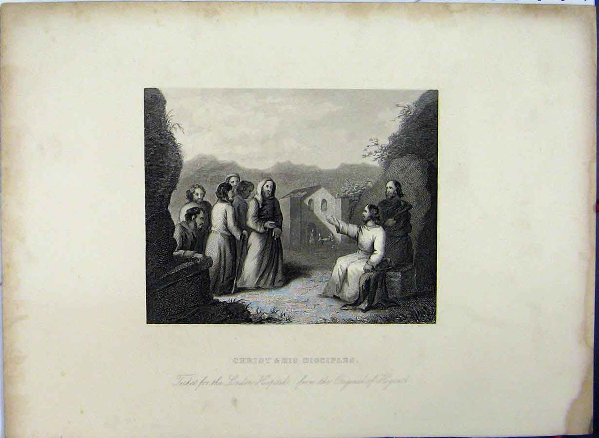 Old Antique Print Jesus Christ Disciples 1761 Hogarth Engraving Village