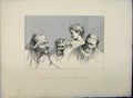 Original Old Antique Print Mens Heads Cartoons Hampton Court Hogarth 1761