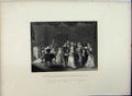 Original Old Antique Print Royal Masquerade Somerset House 1761 Hogarth Romance