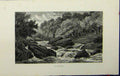 Original Old Antique Print C1879 View River Greta Hissey England Rocks Trees