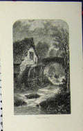 Original Old Antique Print Hissey Drive England C1879 View Mill River Bridge