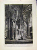 Old Antique Print View Shrine Bishop Waynfleet Winchester Cathedral 1829 19th