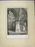 Original Old Antique Print 1819 Church St Cross Hampshire South Aile Choir 19th