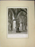 Original Old Antique Print Church St Cross Hampshire Nave Ailes