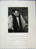 Original Old Antique Print 1820 Portrait George Abbot Archbishop Canterbury