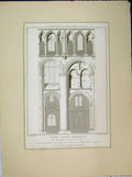 Original Old Antique Print 1819 Romsey Church Hampshire Compartments Nave Keux