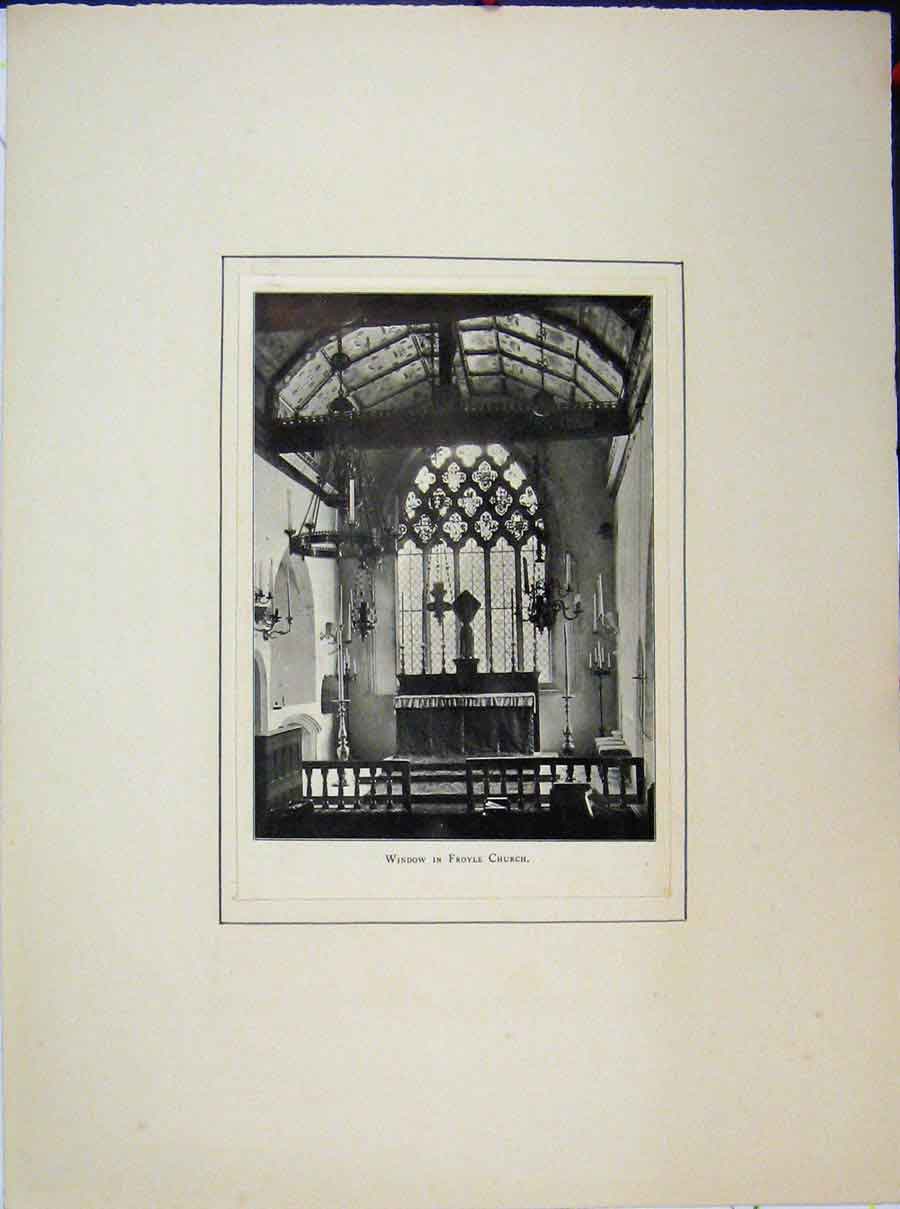 Original Old Antique Print View Window Froyle Church Photograph