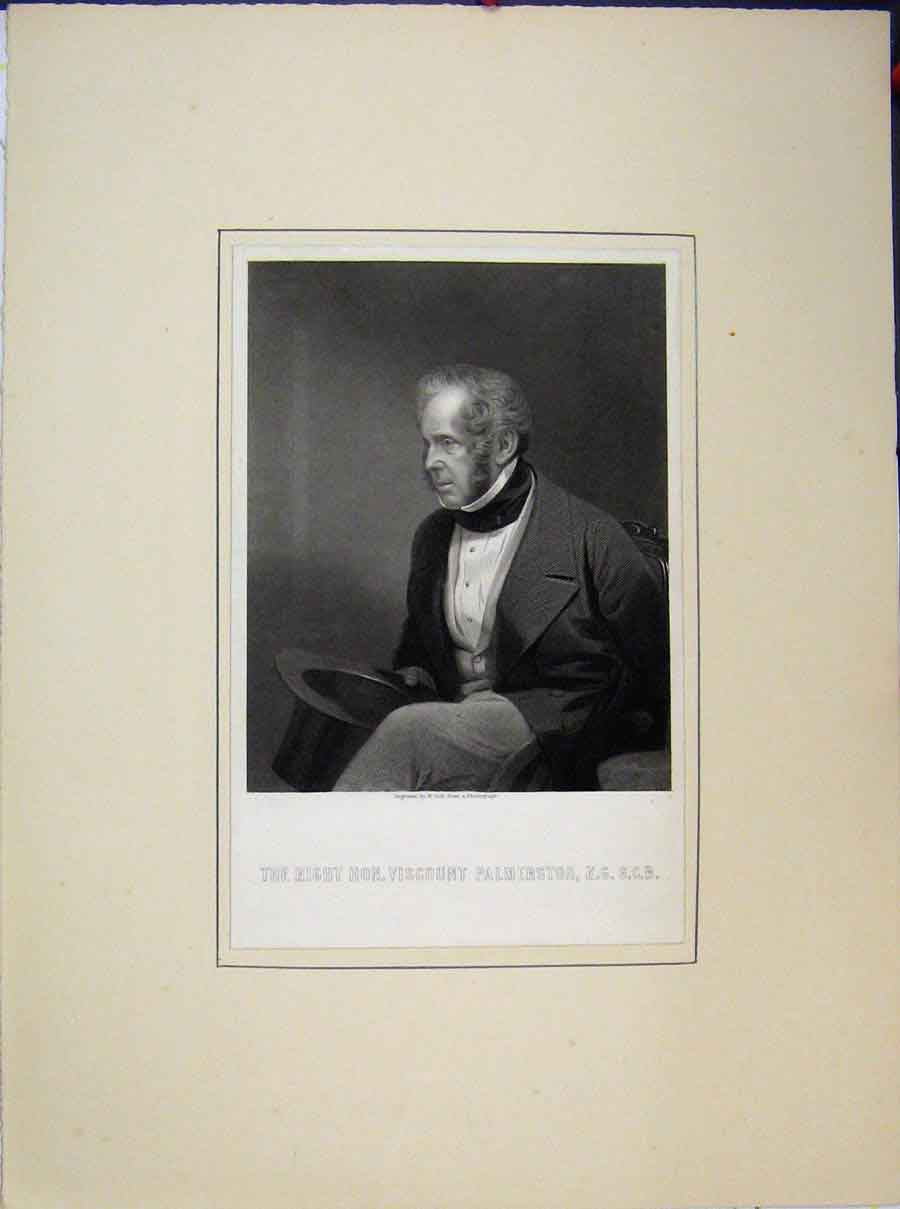 Original Old Antique Print Right Honourable Viscount Palmerston Portrait