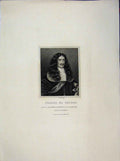 Original Old Antique Print 1808 Portrait Charles Ii Oak Room Cashionbury 19th