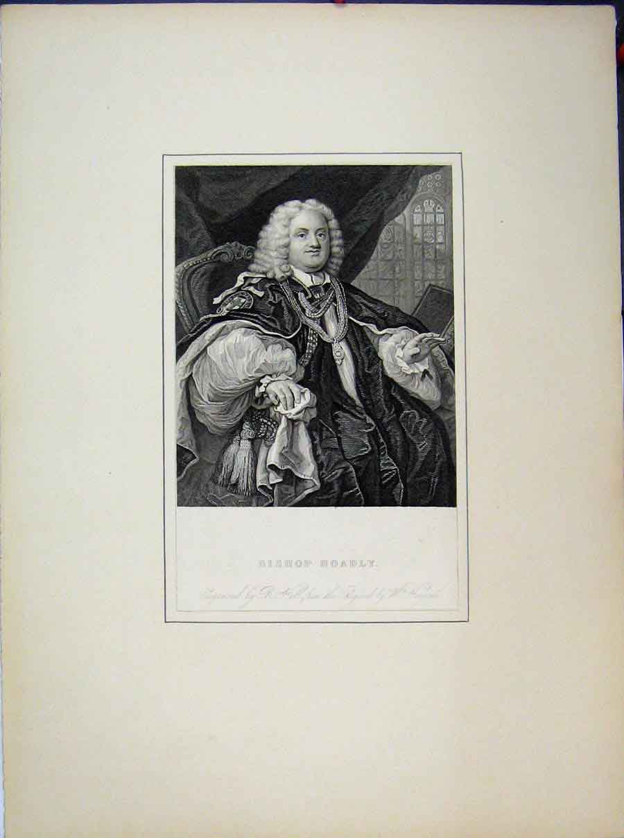 Original Old Antique Print Portrait Bishop Hoadly Engraving Holl Hogarth