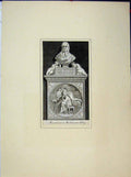 Original Old Antique Print Monument Westminster Abbey Isaac Watts