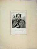 Original Old Antique Print Portrait Richard I Crown Man Bocquet