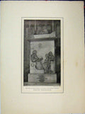 Original Old Antique Print Monument Joseph Warton Flaxman Winchester Cathedral