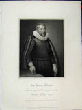 Old Antique Print 1816 Portrait Sir Henry Wotton Bodleian Gallery Oxford 19th