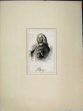 Original Old Antique Print Portrait Man Curly Wig Jackman Engraving