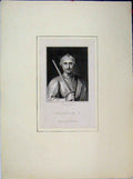 Original Old Antique Print Portrait King William I Engraving Worthington