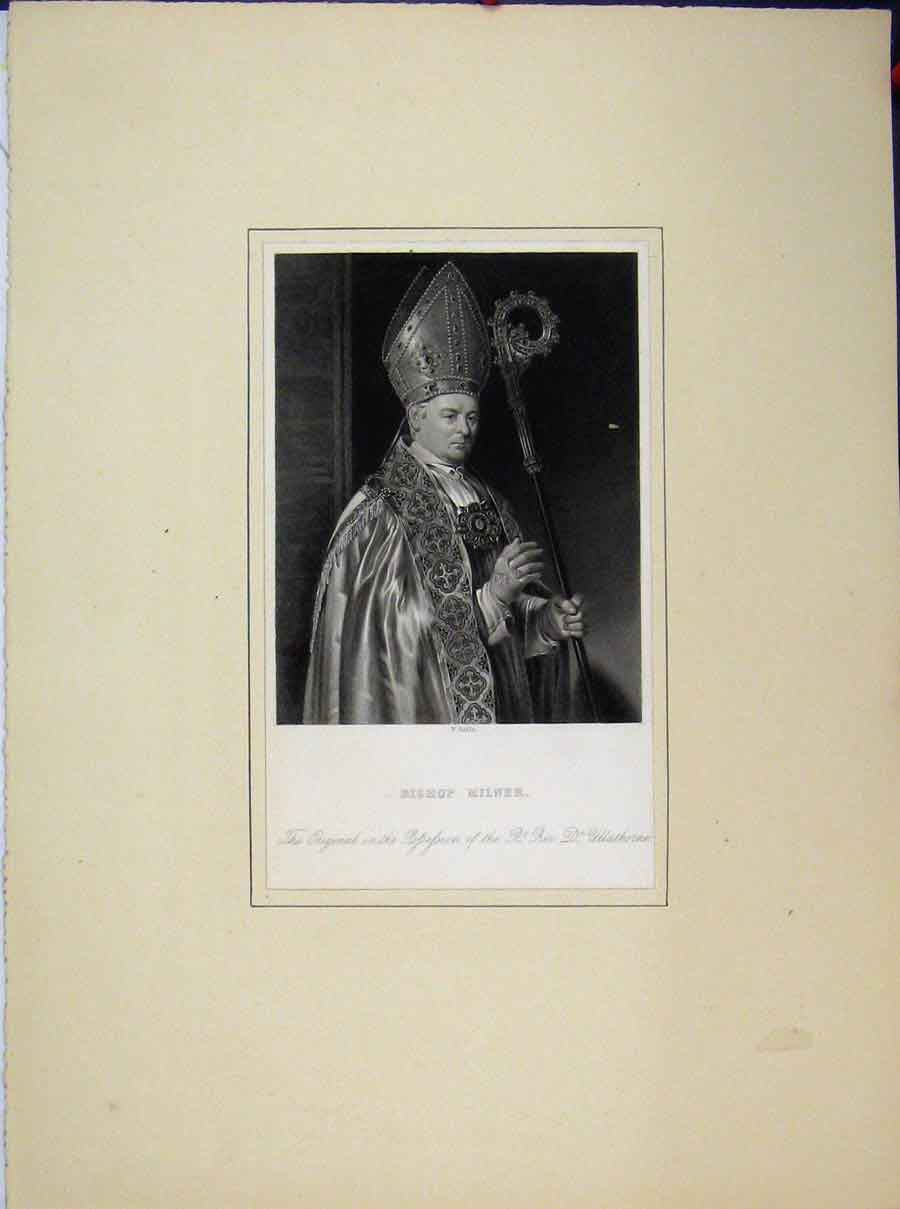 Original Old Antique Print Bishop Milner Portrait Robes Ullathorne