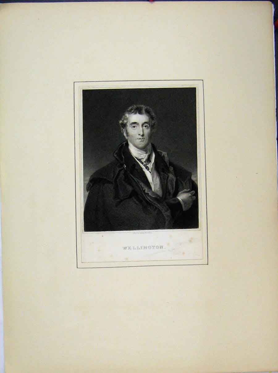 Original Old Antique Print Portrait Wellington Engraving Hall