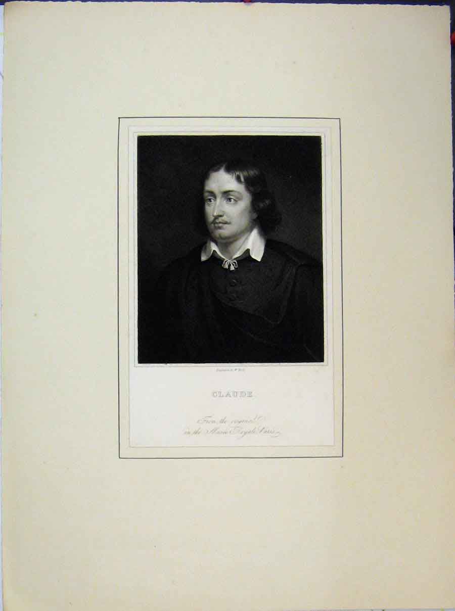Original Old Antique Print Portrait Claude Man Musee Royale Paris