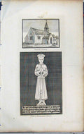 Original Old Antique Print 1801 Lysons View Boxwell Church Tomb Rodmarton 19th