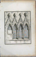 Original Old Antique Print 1803 Lysons View Stone Stalls Bitton Church 19th