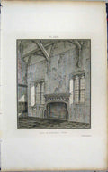 Original Old Antique Print 1801 Lysons View Hall Wanswell Court Church 19th