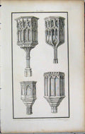 Old Antique Print 1802 Lysons Stone Pulpits Northleach Cirencester Church 19th